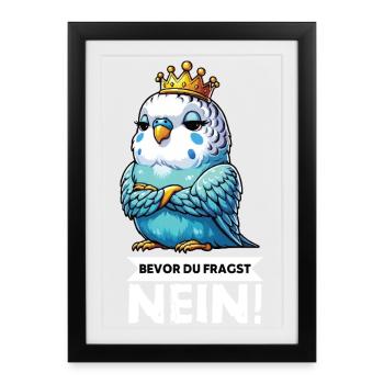 Avant que tu ne demandes à Perruche Welli Wellis - Affiche encadrée (27 × 37 cm) - noir - Devant