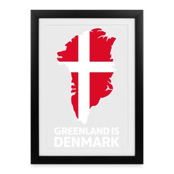 Carte du drapeau Groenland-Danemark - Affiche encadrée (27 × 37 cm) - noir - Devant