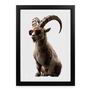 Capricorn Goat Alpine Ibex Capricorn Goats - Framed poster (27 × 37 cm) - black - Front