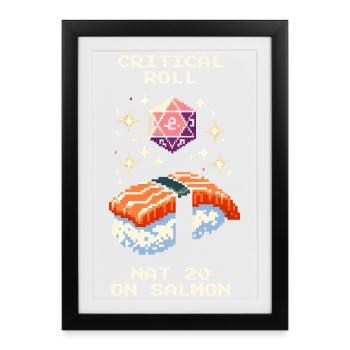 Nat 20 on salmon | Sushi Tabletop RPG - Framed poster (27 × 37 cm) - black - Front