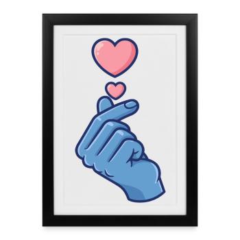 Kpop Korean Music Cute Finger Heart Love Korea - Framed poster (27 × 37 cm) - black - Front