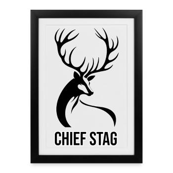 Chief Stag – Kraftvolles Hirsch Motiv für Männer - Framed poster (27 × 37 cm) - black - Front
