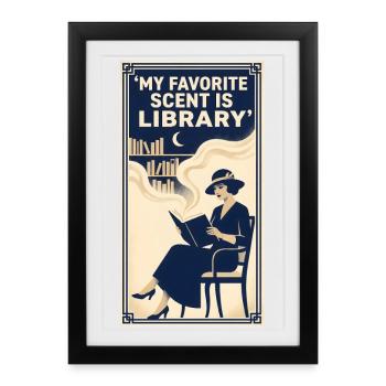 Bibliothèque de parfums préférée | Amour des livres - Affiche encadrée (27 × 37 cm) - noir - Devant