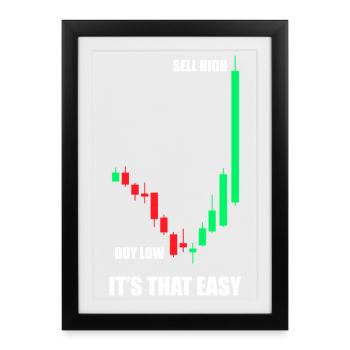 Acheter bas vendre cher Marché boursier Trader en bourse - Affiche encadrée (27 × 37 cm) - noir - Devant