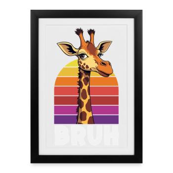 Bruh Giraffe Retro Sunset Meme - Framed poster (27 × 37 cm) - black - Front