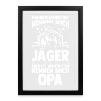 Opa Großvater Jagd Jagen Waidmann Jäger - Gerahmtes Poster (27 × 37 cm) - Schwarz - Vorne