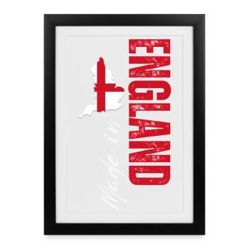Fabriqué en Angleterre, né en Angleterre - Affiche encadrée (27 × 37 cm) - noir - Devant