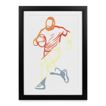 Tirage au sort des joueurs de rugby - Affiche encadrée (27 × 37 cm) - noir - Devant