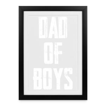 père de garçons - Affiche encadrée (27 × 37 cm) - noir - Devant