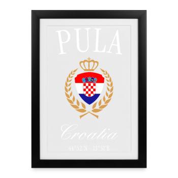 Pula Croatia Coat of Arms Crown – Travel Souvenir - Framed poster (27 × 37 cm) - black - Front