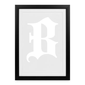 Monogramme gothique B - Affiche encadrée (27 × 37 cm) - noir - Devant