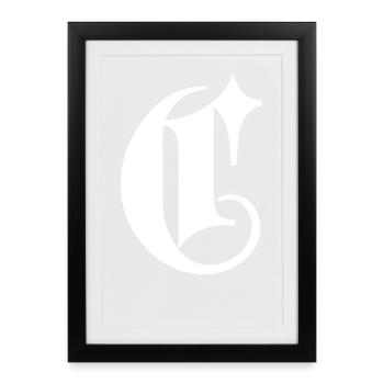 Étoile monogramme en C ornée - Affiche encadrée (27 × 37 cm) - noir - Devant