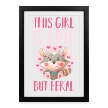 Raton laveur déchet, mignon mais sauvage - Affiche encadrée (27 × 37 cm) - noir - Devant