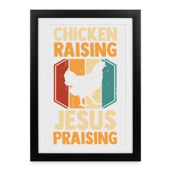 Fermier Jesus Coq, volaille, poulet - Affiche encadrée (27 × 37 cm) - noir - Devant