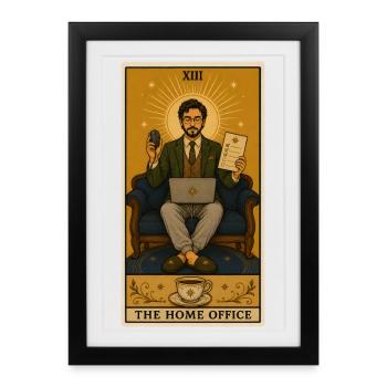 Home Office | Tarot au bureau à distance - Affiche encadrée (27 × 37 cm) - noir - Devant