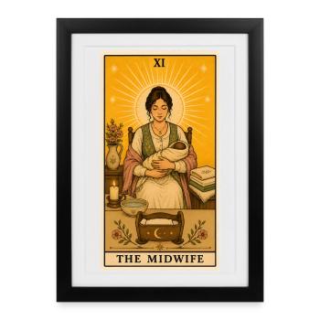 Sage-femme | Tarot Naissance Bébé - Affiche encadrée (27 × 37 cm) - noir - Devant
