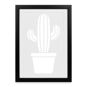 Cactus silhouette in pot plant motif - Framed poster (27 × 37 cm) - black - Front