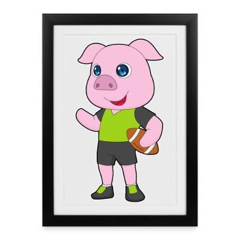 Pig American Football - Framed poster (27 × 37 cm) - black - Front