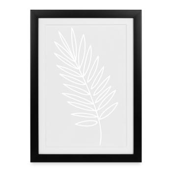 Fern leaf line drawing black and white - Framed poster (27 × 37 cm) - black - Front