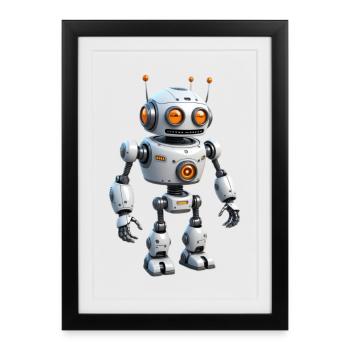 Robot de dessin animé - Affiche encadrée (27 × 37 cm) - noir - Devant