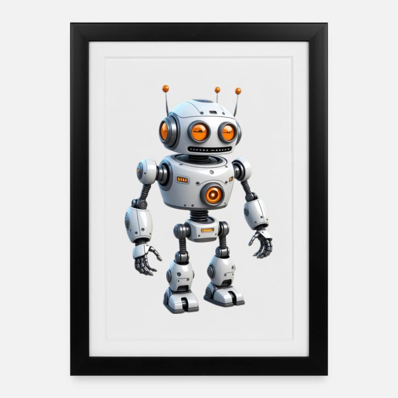 Cartoon Robot - Framed poster (27 × 37 cm) - black