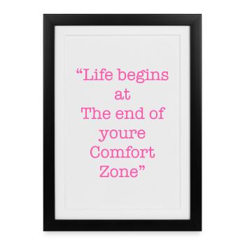 Citation inspirante de la zone de confort - Affiche encadrée (27 × 37 cm) - noir - Devant