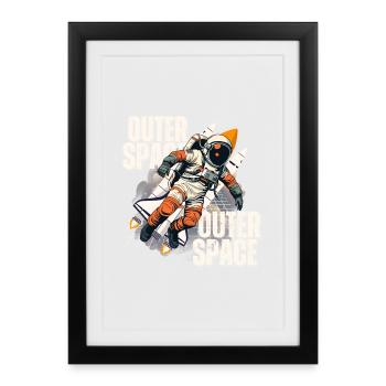 Astronaut in rocket jump - Framed poster (27 × 37 cm) - black - Front