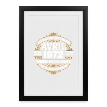 Millésime avril 1972 shirt Anniversaire Avril 1972 - Affiche encadrée (27 × 37 cm) - noir - Devant