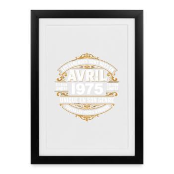 Millésime avril 1975 shirt Anniversaire Avril 1975 - Affiche encadrée (27 × 37 cm) - noir - Devant