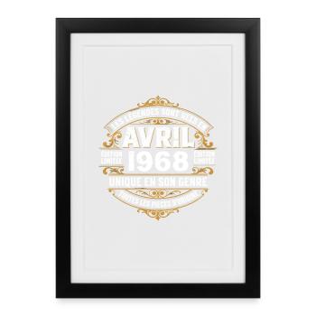 Millésime avril 1968 shirt Anniversaire Avril 1968 - Affiche encadrée (27 × 37 cm) - noir - Devant