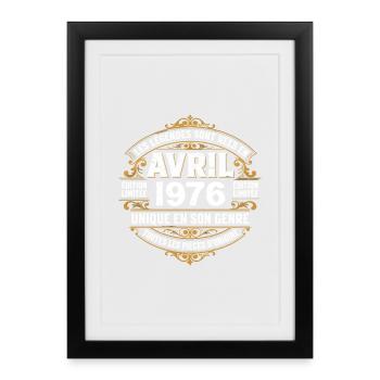 Millésime avril 1976 shirt Anniversaire Avril 1976 - Affiche encadrée (27 × 37 cm) - noir - Devant