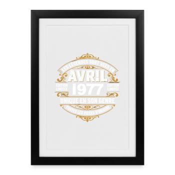 Millésime avril 1977 shirt Anniversaire Avril 1977 - Affiche encadrée (27 × 37 cm) - noir - Devant