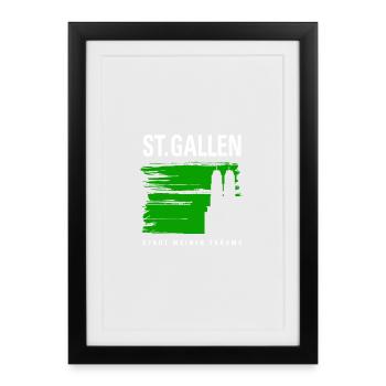 Saint-Gall avec Münster - Affiche encadrée (27 × 37 cm) - noir - Devant