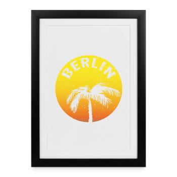 Berlin claim round with palm tree - Framed poster (27 × 37 cm) - black - Front