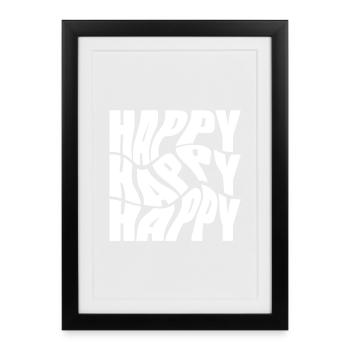 Bold Happy Graffiti Typography - Framed poster (27 × 37 cm) - black - Front