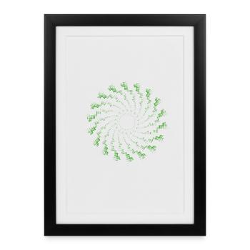 forme pointillée éolienne rotative verte - Affiche encadrée (27 × 37 cm) - noir - Devant