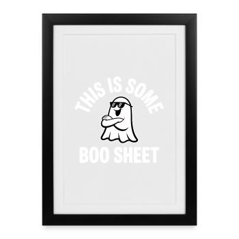 Boo Sheet Ghost with Sunglasses - Framed poster (27 × 37 cm) - black - Front