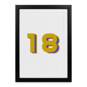 18. 18 YEARS OLD. 18th ANNIVERSARY. 18 BIRTHDAY. - Framed poster (27 × 37 cm) - black - Front