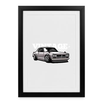 Vintage 70s Car Graphics - Framed poster (27 × 37 cm) - black - Front