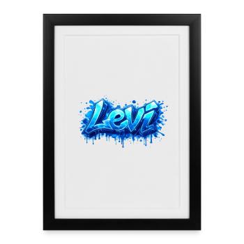 LEVI GRAFFITI NAME FOR PERFECT GIFT PRINTABLE  - Affiche encadrée (27 × 37 cm) - noir - Devant