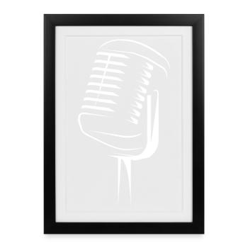 microphone icône illustration graphique icône musicien - Affiche encadrée (27 × 37 cm) - noir - Devant