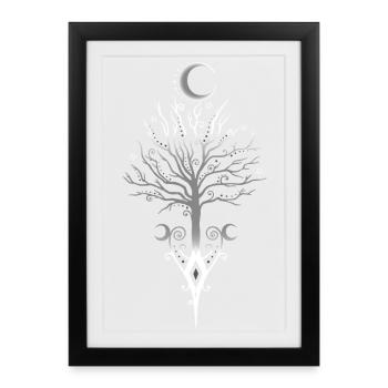 Occult Moon Tree Dark Autumn - Framed poster (27 × 37 cm) - black - Front