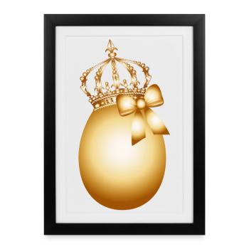 Oeuf d’or avec couronne dorée et boucle d’or - Affiche encadrée (27 × 37 cm) - noir - Devant