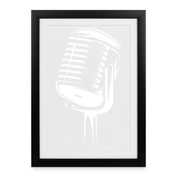 Icône Microphone Musicien Musicien Chanteur Rappeur icône - Affiche encadrée (27 × 37 cm) - noir - Devant