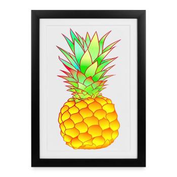 tropical pineapple colorful - Framed poster (27 × 37 cm) - black - Front