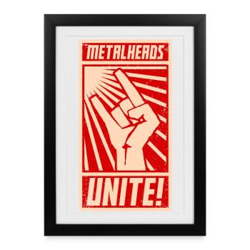 Metalheads, Unite! | Propaganda poster style - Framed poster (27 × 37 cm) - black - Front
