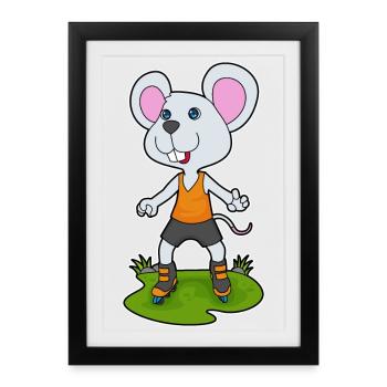 Mouse Inline skating Inline skates - Framed poster (27 × 37 cm) - black - Front