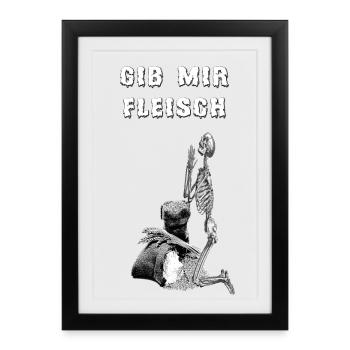 Skeleton prays - give me meat - grain grain grain - Framed poster (27 × 37 cm) - black - Front