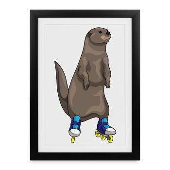 Otter Inline skating Inline skates - Framed poster (27 × 37 cm) - black - Front