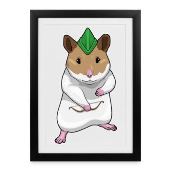 Hamster Bogenschütze Bogen - Gerahmtes Poster (27 × 37 cm) - Schwarz - Vorne